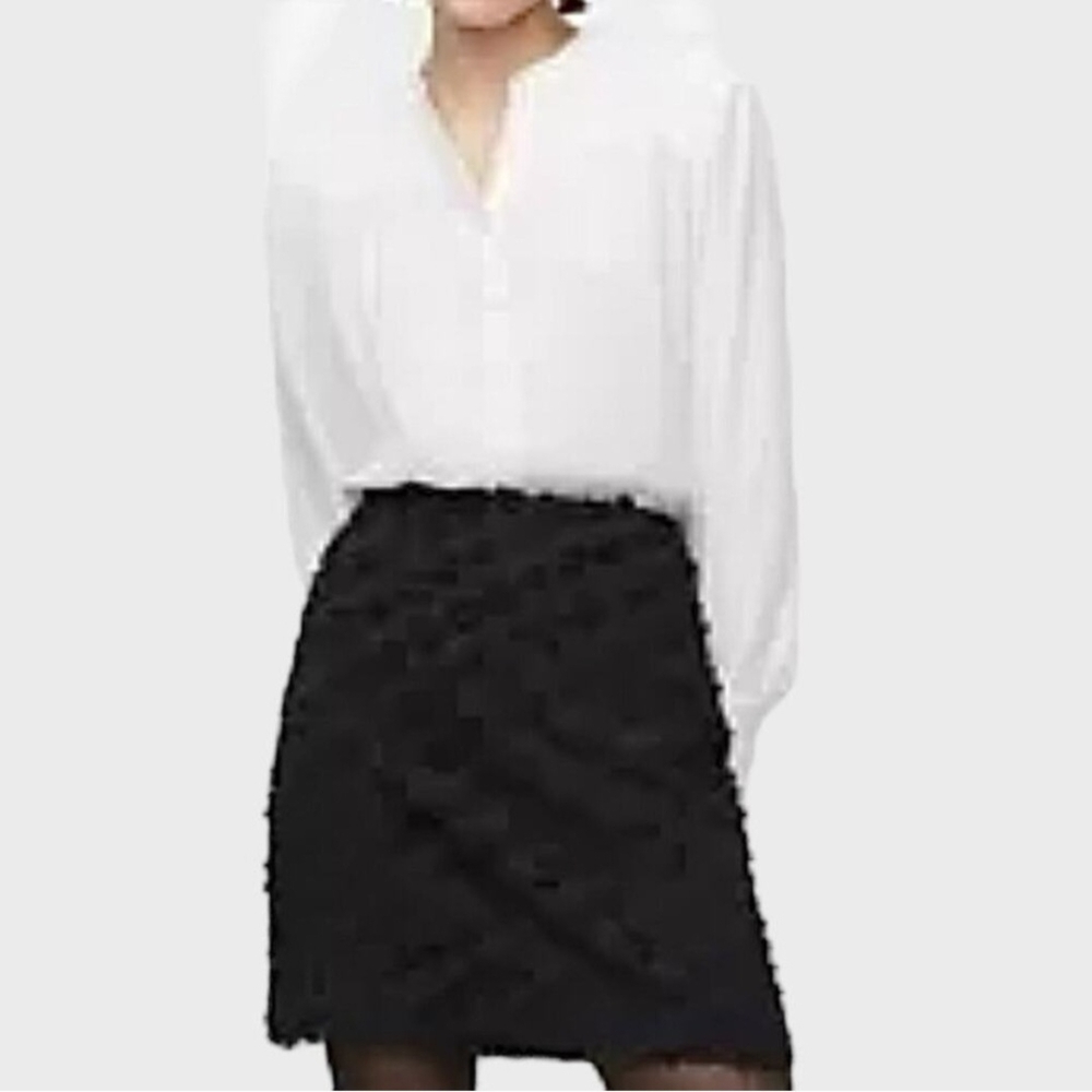 LOFT Petite Black Textured Mini Shift Skirt - Picture 2 of 10